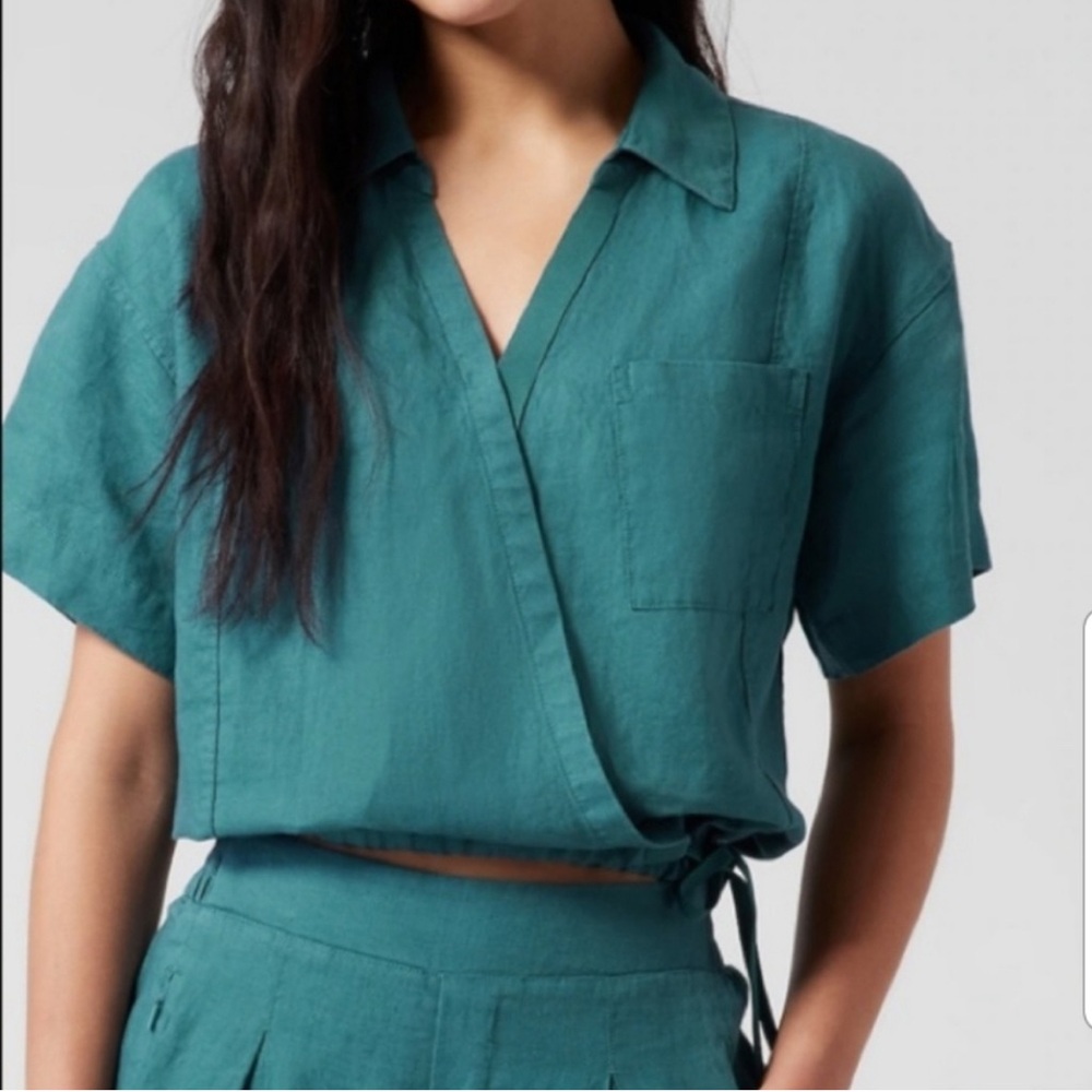 Athleta Linen Playa Tie Top Size Small NWT